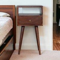 Direct Wicker Solid Wood Mini Cherry Bedside, 1 Drawer & Open Shelf in Dark Brown | Size: 1 Pack