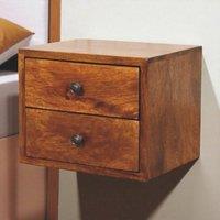 Direct Wicker Solid Wood Solis Chestnut Wall Mounted Nightstand, 2 Drawers in Dark Brown | Size: 1 Pack