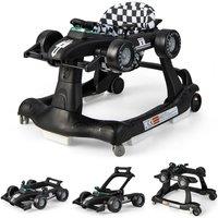 Costway 4-in-1 Baby Walker Foldable Activity Push Walker with Adjustable Height & Speed in Black
