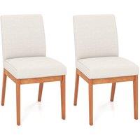 Costway 2PCS Modern Kitchen Dining Chair Upholstered Armless Accent Chair in Beige