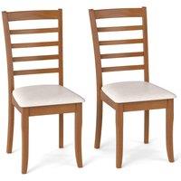 Costway 2PCS Wooden Dining Chair Modern Upholstered High back Kitchen Chair in Beige