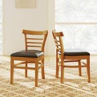 Costway Modern Dining Chair Set of 2 PU Leather Upholstered Kitchen Chair in Natural