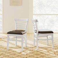 Costway Modern Dining Chair Set of 2 PU Leather Upholstered Kitchen Chair in White