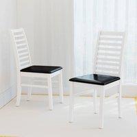 Costway 2PCS Wooden Dining Chair PU Leather Upholstered Kitchen Armless Chairs in White