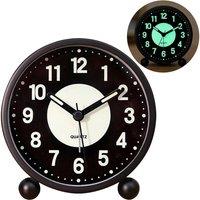 VOGREX Alarm Clock Bedside No Ticking Battery Power in Black