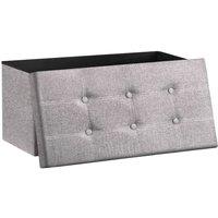 VOGREX Folding Storage Box Pouffe Seat Stool Home Chair in Grey