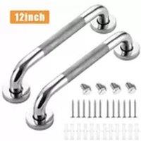 Havendro 2pcs 12inch Safety Grab Bar Bathroom Support Steel Handle in Silver