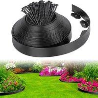 Havendro 10m Lawn Border Edge with 40 Pegs Garden Edging in Black