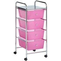 Havendro Pink 4 Drawer Make Up Mobile Home Beauty Salon Storage Trolley