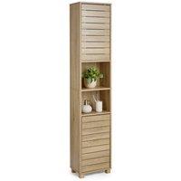 Havendro Tall Bathroom Cabinet Oak Wood Effect Bathroom Tallboy Storage in Light Oak