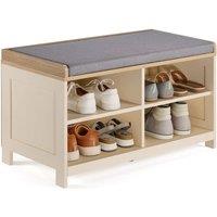 Havendro Cream Shoe Storage Bench with Seat 4 Shelves Hallway