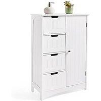 Havendro White Bathroom Storage Cabinet with 4 Drawers Free Standing