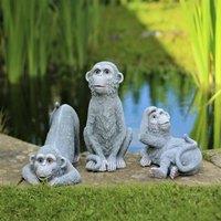VOGREX GARDEN ORNAMENT 3 CHEEKY MONKEYS DECORATIVE in Grey