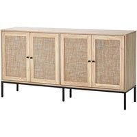 VOGREX Rattan Cabinet Storage with 4 Magnetic Doors & Shelves in Beige