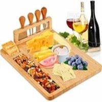 Havendro Bamboo Cheese Board Set Serving Platter Wooden Tray in Natural