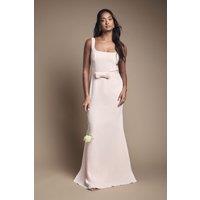 Coast Women's Square Neck Bow Detail Crepe Maxi Bridesmaid Dress in Blush | Size: 10