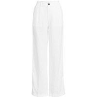 Lands' End Women's Wide Leg Pleated Linen Trousers in White | Size: 22