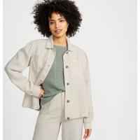 Lands' End Women's Linen Shirt Jacket in Beige | Size: 16-18