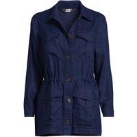 Lands' End Women's 4-Pocket Linen Shirt Jacket in Navy | Size: 16-18