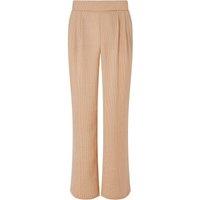 Lands' End Women's Petite Co-ord Fluid Satin Wide Leg Trousers in Camel | Size: 14-16