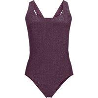 Lands' End Women's Plus Tugless High Leg X-back Swimsuit - Shine in Wine | Size: 20
