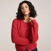 Lands' End Women's Petite Boucl Buttoned Cardigan in Red | Size: 8