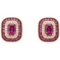 Latelita Women's Great Gatsby Stud Earrings Ruby Gold in Red