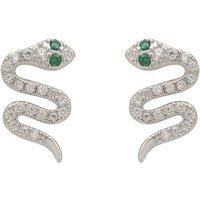 Latelita Women's Slither Snake Stud Earrings Cz Silver in White