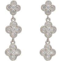 Latelita Women's Mini Triple Clover Drop Earrings Silver in White