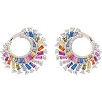 Latelita Women's Rainbow Swirl Hoop Earrings Silver