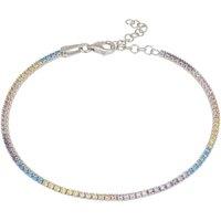 Latelita Women's Tennis Bracelet Pastel Rainbow Cz Silver
