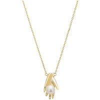 Latelita Women's Hand Of Grace Pearl Necklace Gold in White
