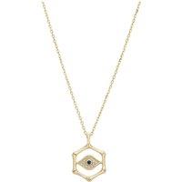 Latelita Women's Bamboo Hexagon Evil Eye Necklace Gold in Blue