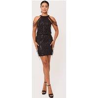 LuvForever Fashion Women's Kyria - Black Sequin Mini Dress | Size: 14