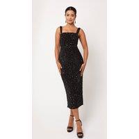 LuvForever Fashion Women's Elis - Black Sequin Midi Dress | Size: 14