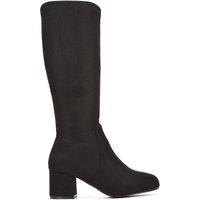 XY London Women's 'Masie' Knee High Boots With Block Low Mid Heel in Jet Black | Size: 6