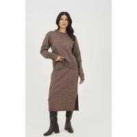 Brave Soul Women's Knitted Jumper & Midi Skirt Set in Brown | Size: XS