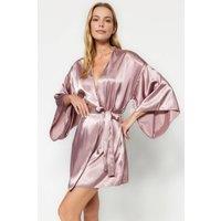 WOVCOR Women's Women's Satin Woven Dressing Gown with Belt in Mauve | Size: 8
