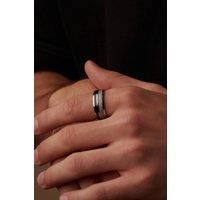 Outrage London Men's Silver & Black Personalised Band Ring | Size: 12