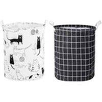 Havendro Cat+Black Checkered Laundry Basket Folding Washing Dirty Clothes
