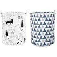 Havendro Cat+Blue Triangle Laundry Basket Folding Washing Dirty Clothes