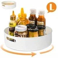 Havendro Large - 30*10cm Lazy Susan Organizer Rotating Tray Home Spice Rack in White