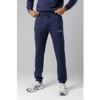 Firetrap Men's Cotton Rich Brushed Fleece Joggers with Logo Strip Detail in Dark Navy | Size: Small
