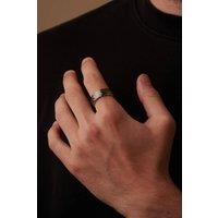 Outrage London Men's Silver Personalised Gold Inner Tungsten Band Ring | Size: 10