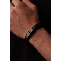 Outrage London Men's Black Personalised Multiple Band Leather Bracelet | Size: 16 cm