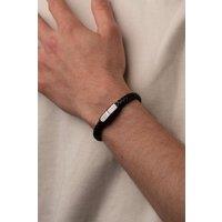Outrage London Men's Black Personalised Leather Belt Band Bracelet | Size: 18 cm