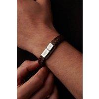 Outrage London Men's Brown Personalised Leather Belt Bracelet | Size: 18 cm