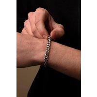 Outrage London Men's Silver Personalised 7MM Cuban Chain Bracelet | Size: 9 inches