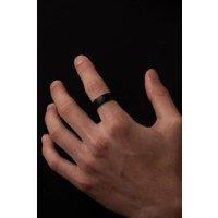 Outrage London Men's Black Personalised Hammered Tungsten Band Ring | Size: 10