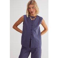 NastyGal Women's Stripe Sleeveless Vest Co-Ord in Navy | Size: 10
